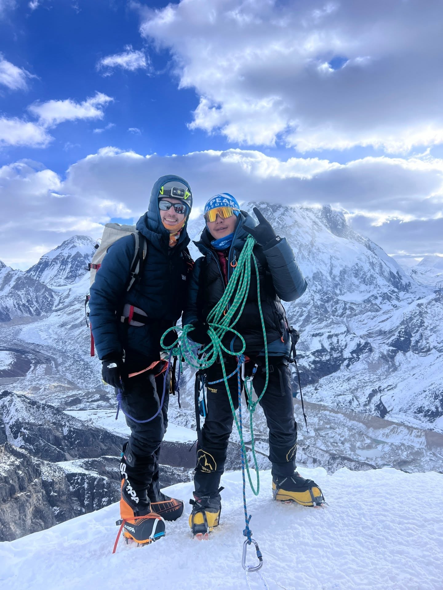 American climber summits Lobuche East with Nepali guide